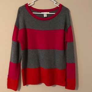 Grey, Pink, and Red striped sweater